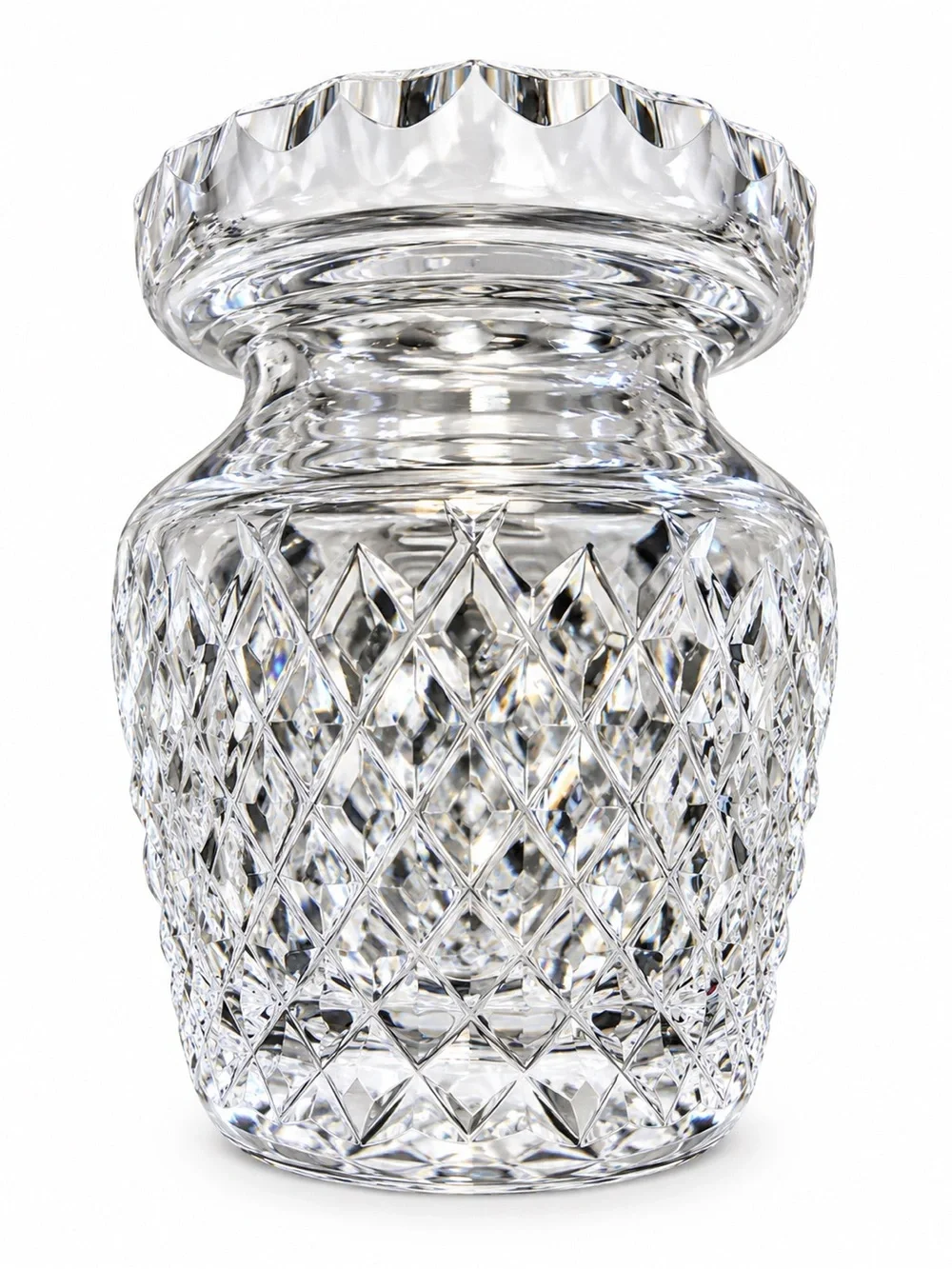 Crystal Jam Jar / Jam Pot with Notched Lid | Vintage | Diamond Cut